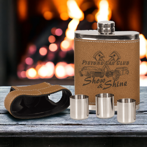 Leatherette Covered Flask Set