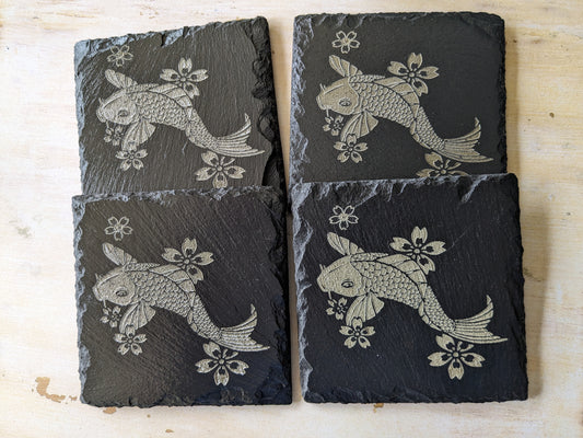 Black Slate Coaster Set